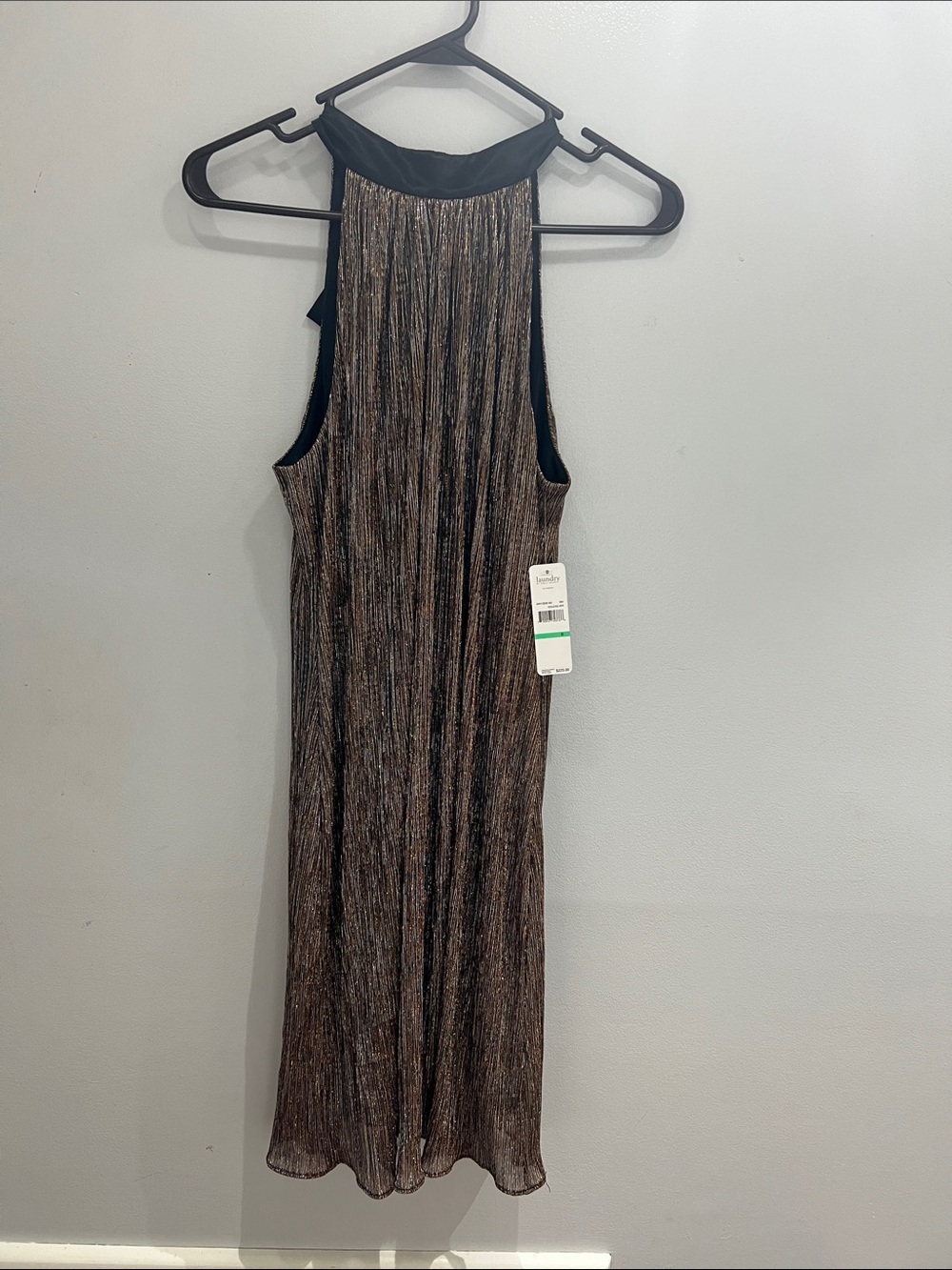 Laundry By Shelli Segal Bronze Metallic Midi Dress with Black Trim